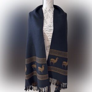 100% Peruvian Alpaca Black and Tan Reversible Shawl